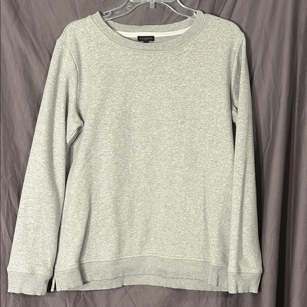 Talbots Heather Gray Crewneck Sweater with Sparkles Medium